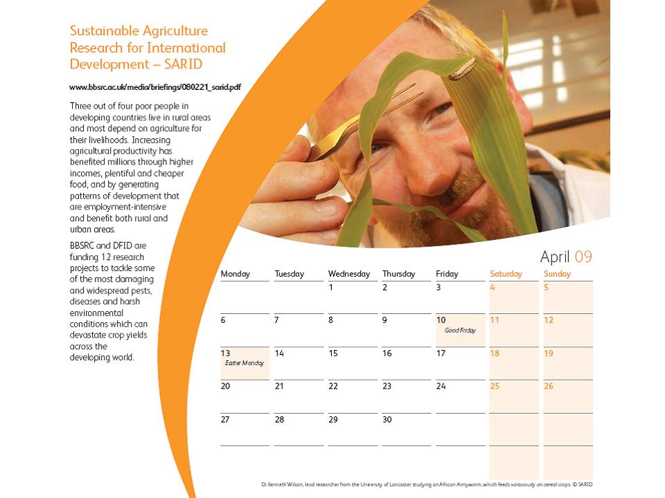 UKCDS calendar 2009 April